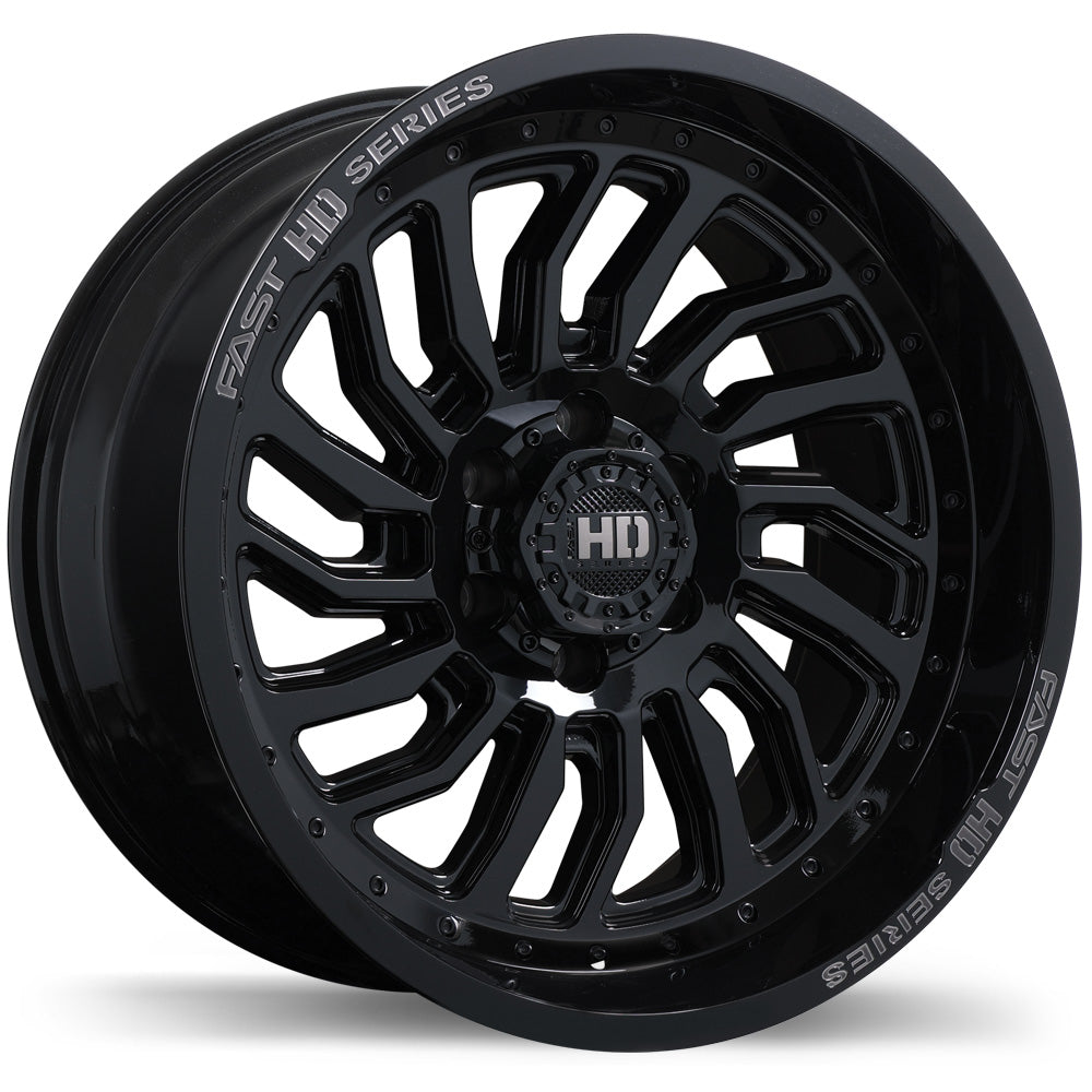 FAST HD SERIES D-STRUCT 20X10.0 6X139.7 -15 78.0 GLOSS BLACK WITH GREY MILLING