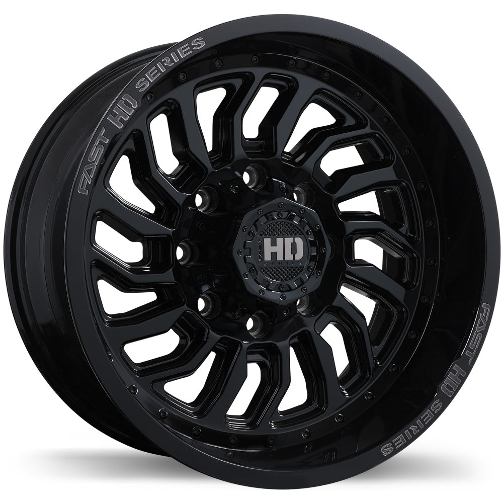 FAST HD SERIES D-STRUCT 20X10.0 8X165.1 -15 125.1 GLOSS BLACK WITH GREY MILLING