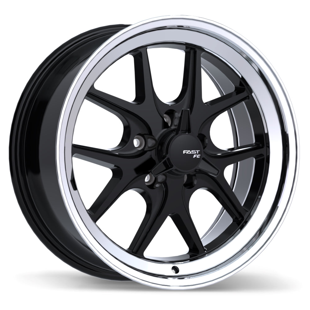 Fast Wheels FC04V 17x8.0 5x120mm +0 70.3 Gloss Black with Machined Lip