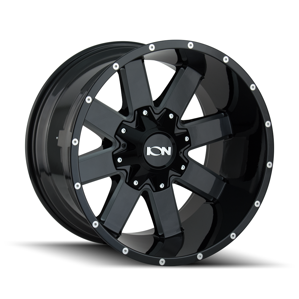 ION TYPE 141 20x10 8x180  -19 124.1 GLOSS BLACK/MILLED SPOKES - TheWheelShop.ca