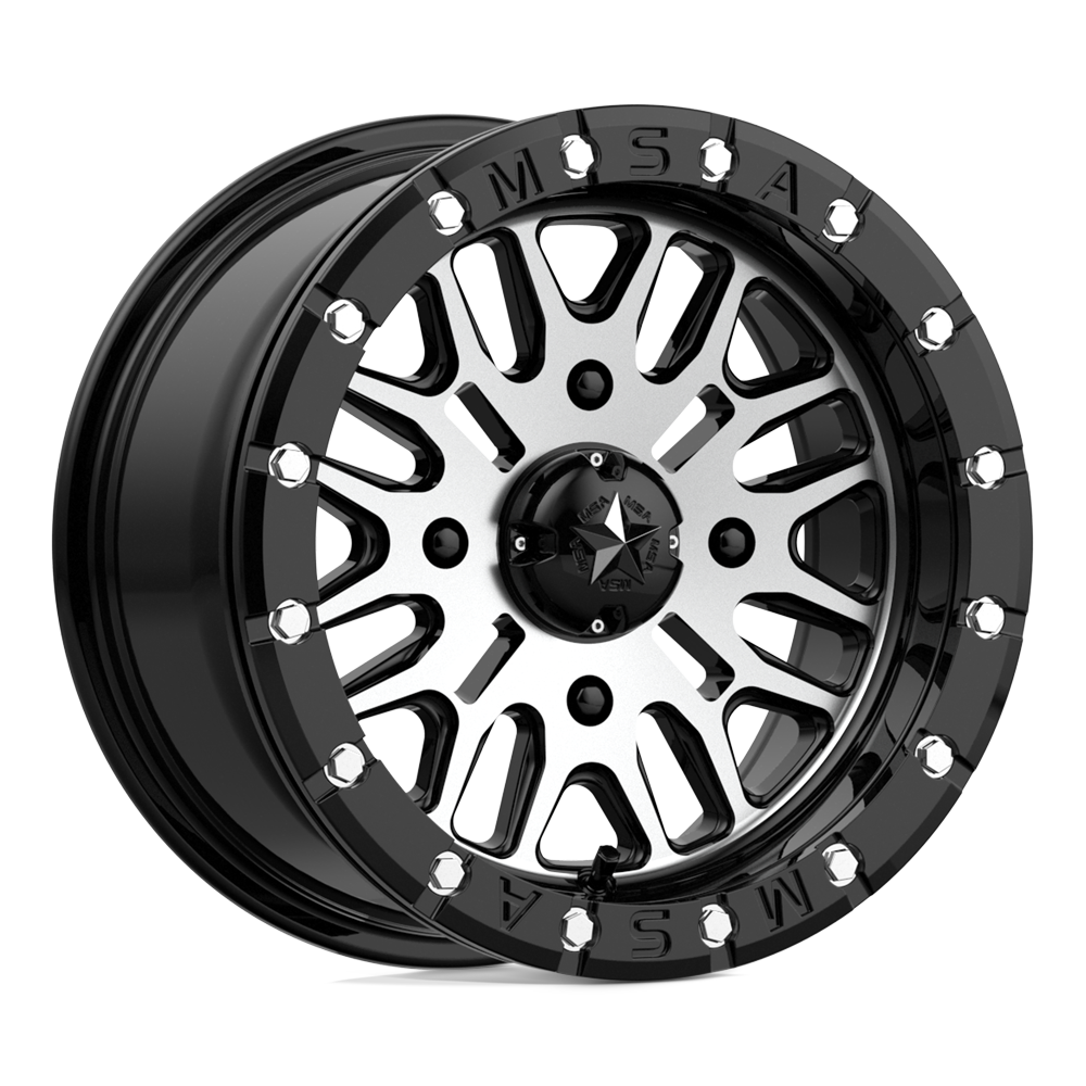 MSA Offroad Wheels M37 Brute Beadlock 14x7 4x110 10 86 Gloss Black Machined