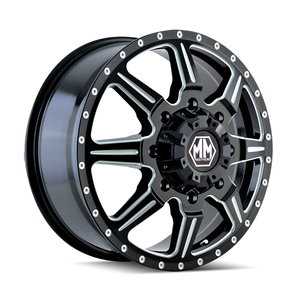 MAYHEM MONSTIR 8101 20x8.25 8x170  127 124.9 FRONT BLACK/MILLED SPOKES - TheWheelShop.ca