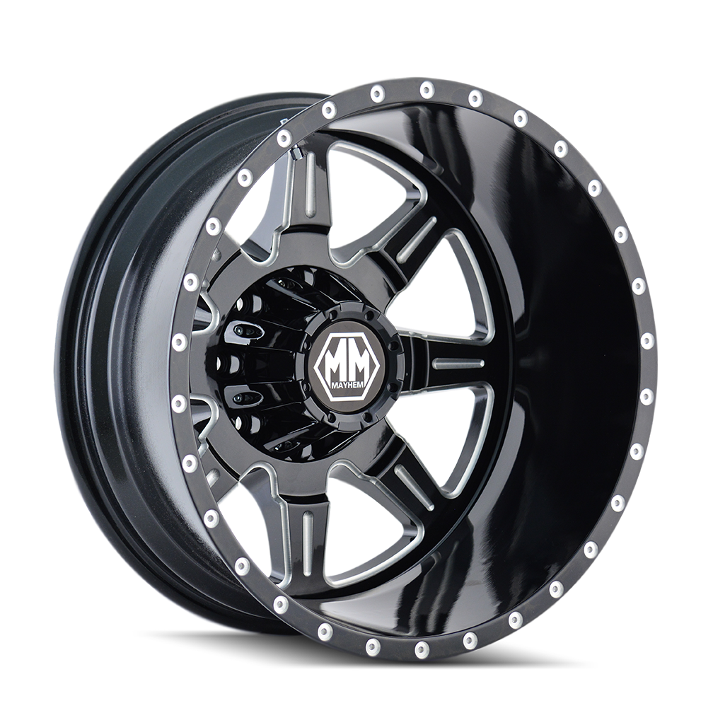 MAYHEM MONSTIR 8101 19.5x6.75 8x170  -143 124.9 REAR BLACK/MILLED SPOKES - TheWheelShop.ca