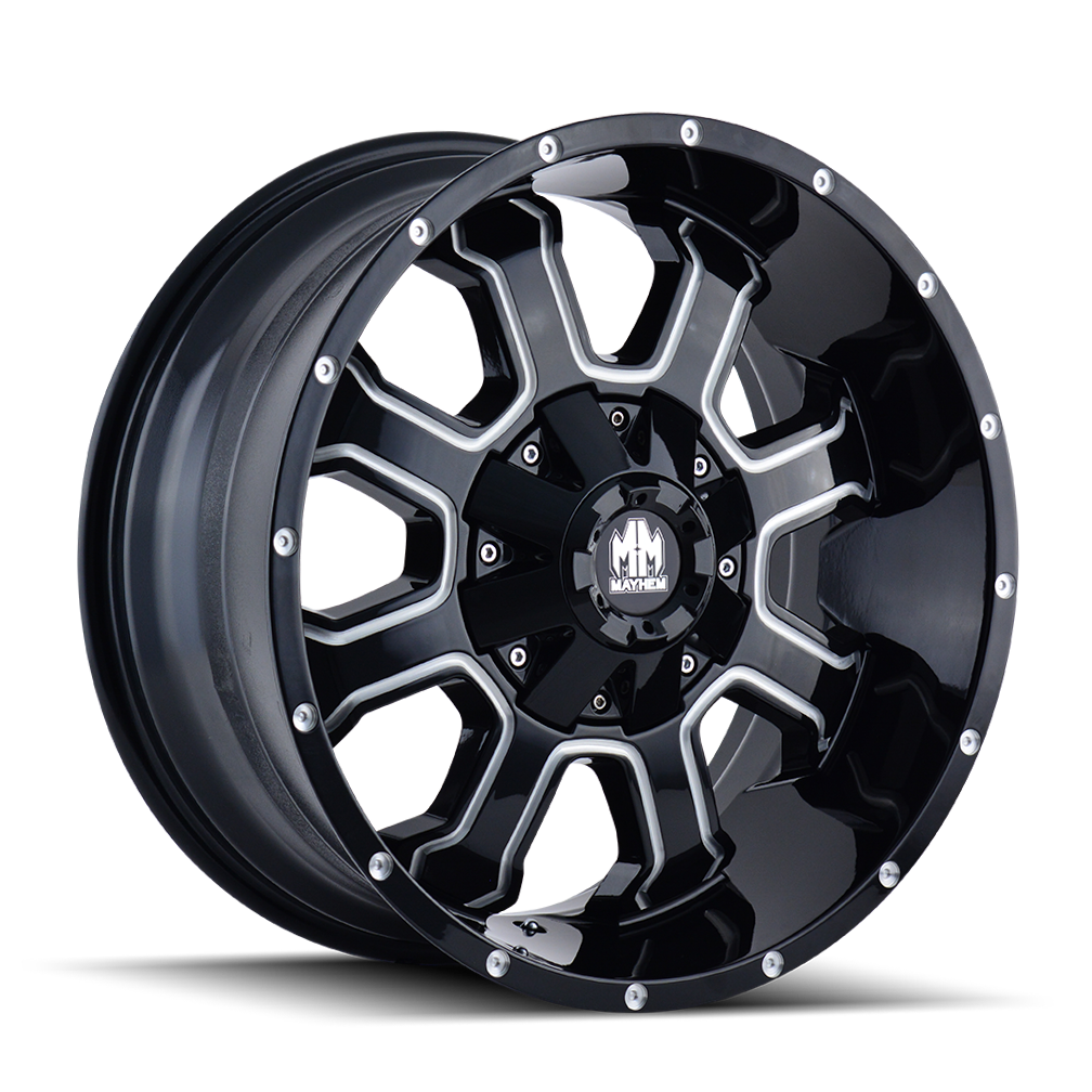 MAYHEM FIERCE 8103 20x9 5x127 5x139.7 0 87 GLOSS BLACK/MILLED SPOKES - TheWheelShop.ca