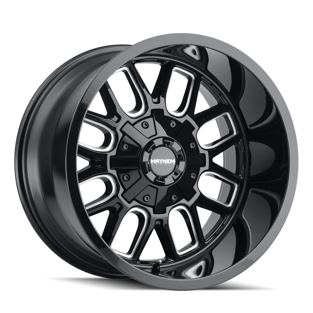 MAYHEM COGENT 8107 20x10 5x127 5x139.7 -19 87.1 GLOSS BLACK/MILLED SPOKES - TheWheelShop.ca