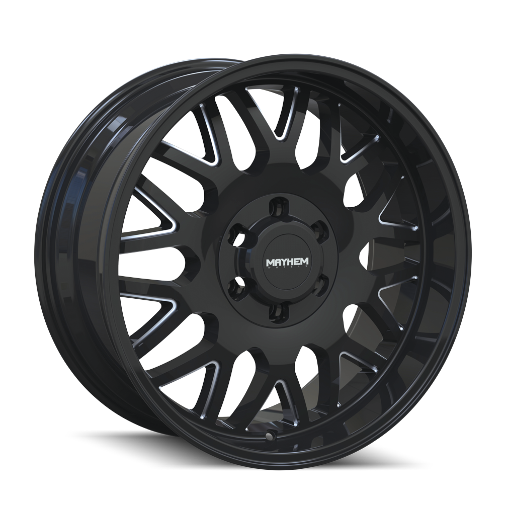MAYHEM TRIPWIRE 8110 20x10 6x139.7  -26 106 GLOSS BLACK/MILLED SPOKES - TheWheelShop.ca
