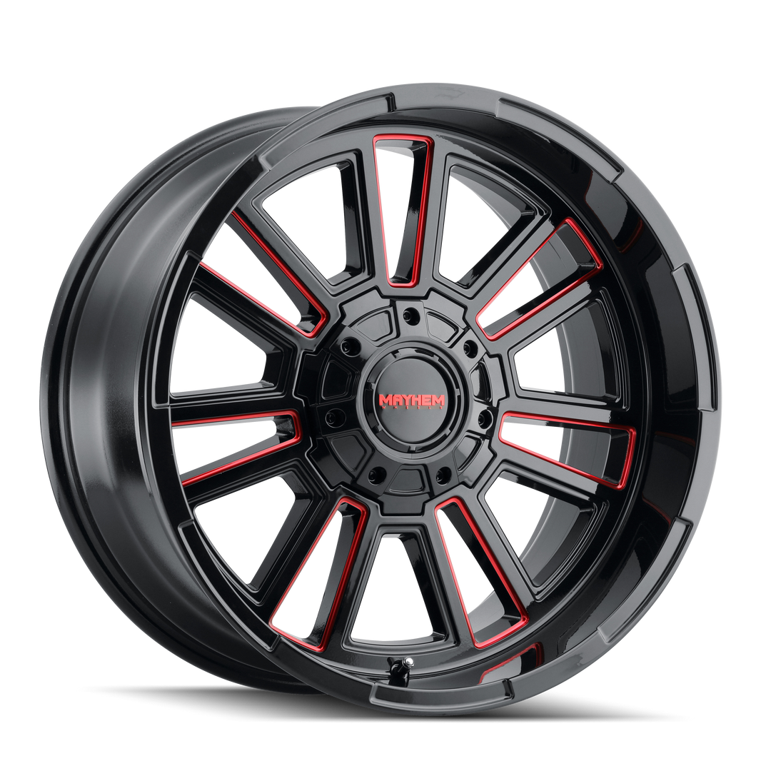 Mayhem Apollo 8115 20x9 8x170 0 125.2 Gloss Black Milled Prism Red
