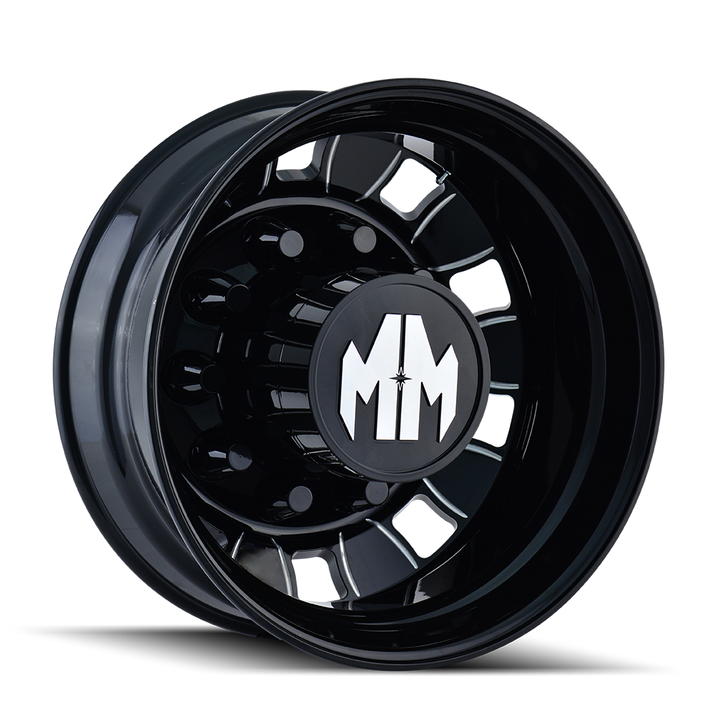 MAYHEM BIGRIG 8180 24.5x8.25 10x285.75  168 220.1 REAR BLACK/MILLED SPOKES - TheWheelShop.ca