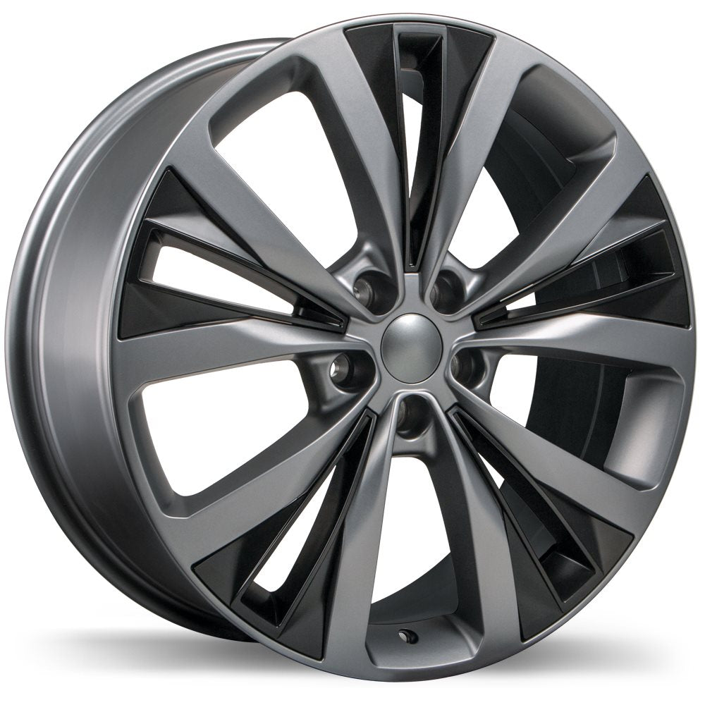 REPLIKA R201 20X8.5 5X108MM +45 63.4 MATTE GUNMETAL WITH MATTE BLACK INSERTS - TheWheelShop.ca