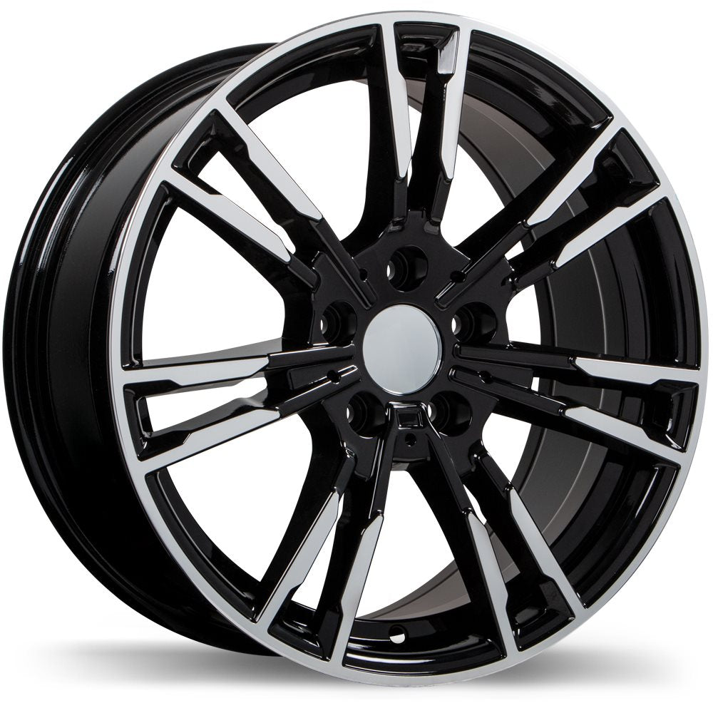REPLIKA R231 19X8.5 5X112MM +25 66.6 GLOSS BLACK WITH MACHINED FACE - TheWheelShop.ca