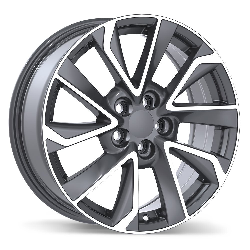 REPLIKA R240 16X6.5 5X100MM +39 54.1 GLOSS GUNMETAL WITH MACHINED FACE - TheWheelShop.ca
