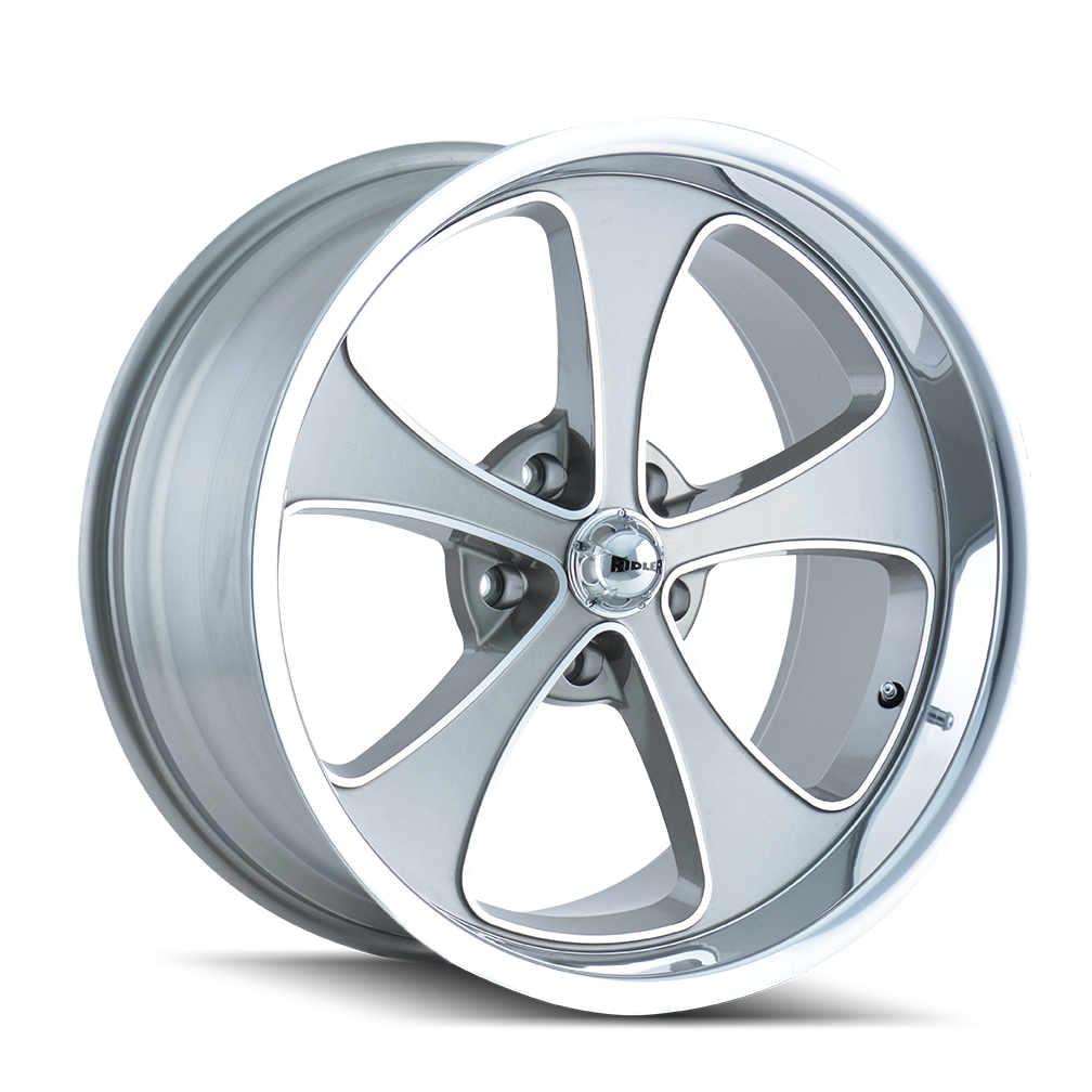RIDLER 645 20x8.5 5x114.3  0 83.82 GREY/MACHINED FACE/POLISHED LIP - TheWheelShop.ca