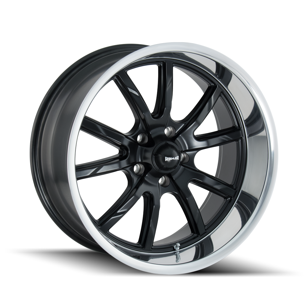 RIDLER 650 17x7 5x120.65  0 83.82 MATTE BLACK/POLISHED LIP - TheWheelShop.ca