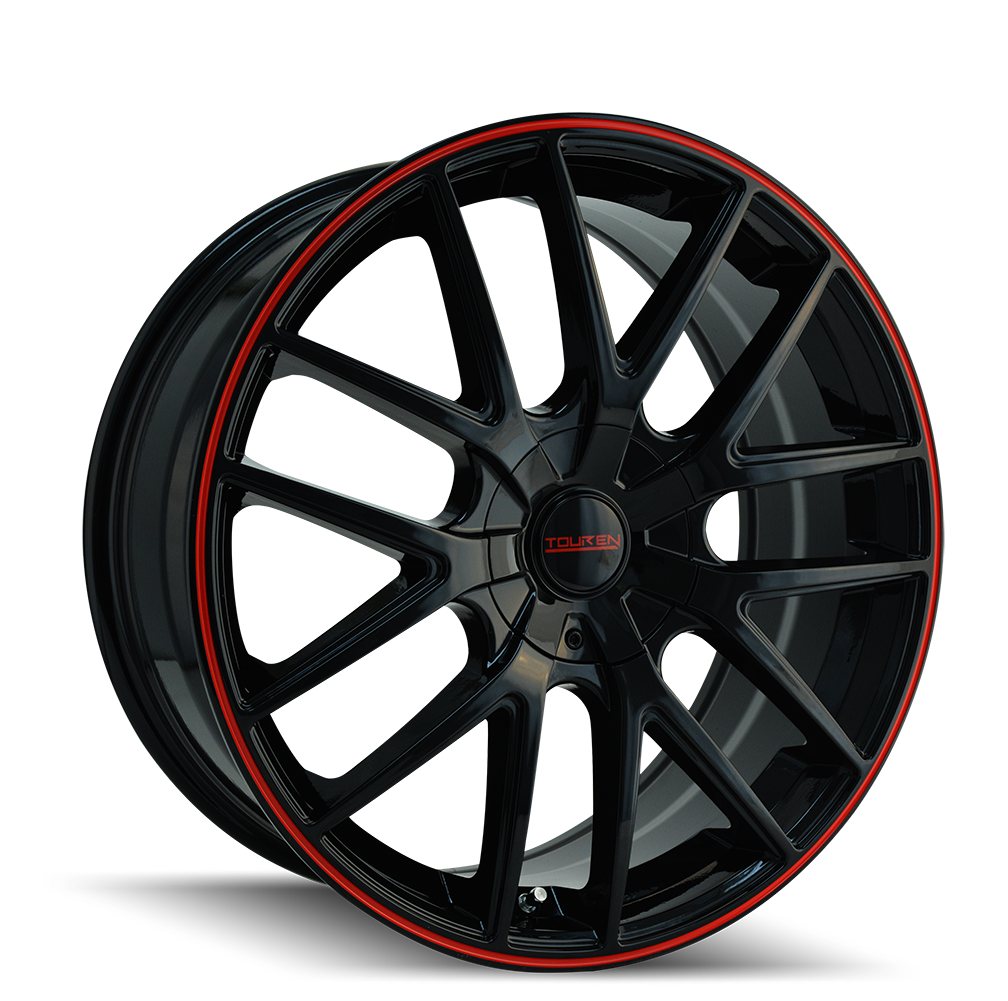 TOUREN TR60 3260 18x8 5x108 5x114.3 40 72.62 BLACK/RED RING - TheWheelShop.ca