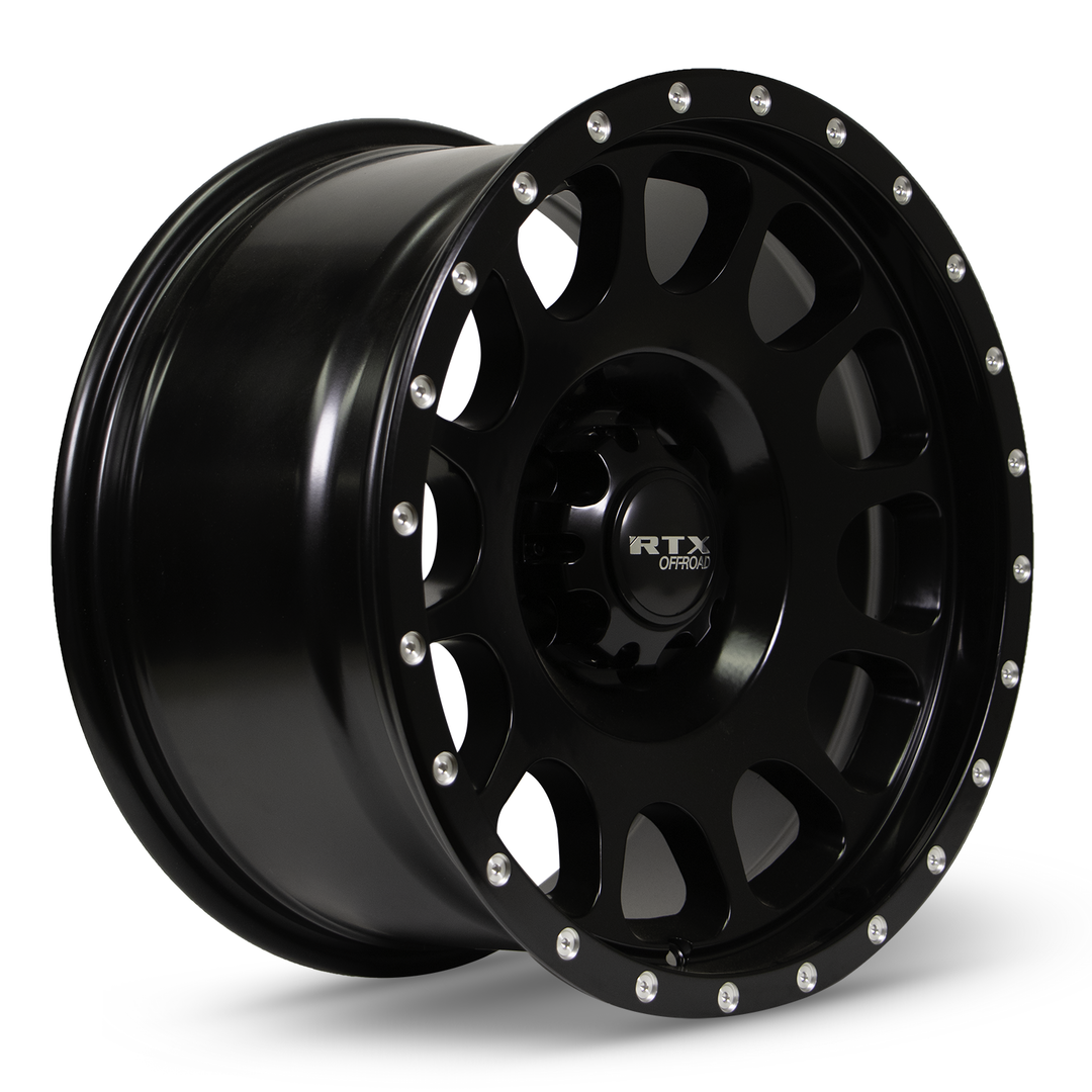 RTX BAJA 17X9 5X127 0 71.5 SATIN BLACK WITH MILLED RIVETS