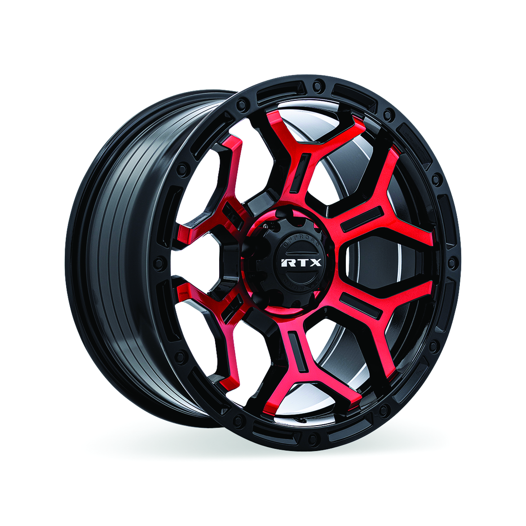 RTX Offroad Goliath 17x9 5x127 -15 71.5 Gloss Black Machined Red Spokes