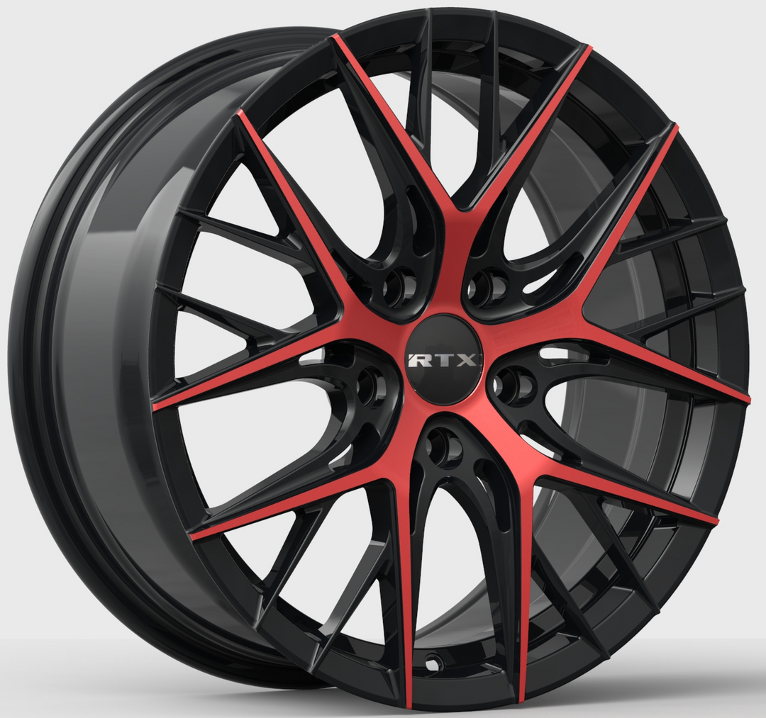 RTX VALKYRIE 18X8 5X114.3 40 73.1 GLOSS BLACK MACHINED RED