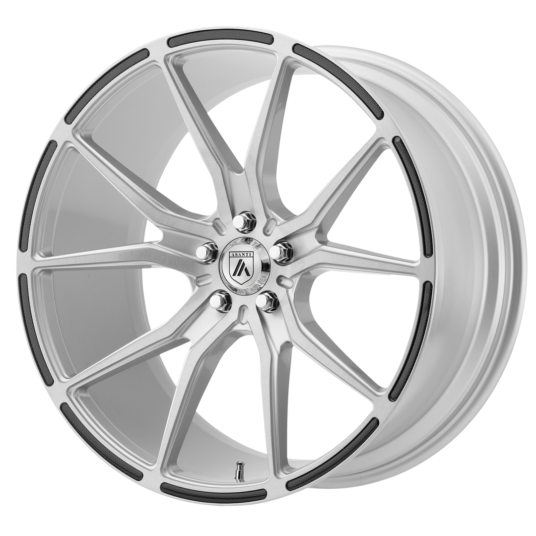 ASANTI WHEELS BLACK LABEL ABL-13 VEGA 22X10.5 5X114.3 35 72.56 BRUSHED SILVER CARBON FIBER INSERT