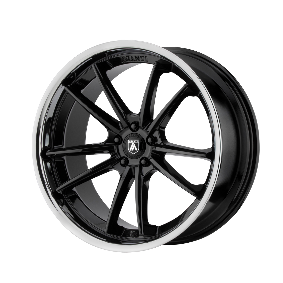 ASANTI WHEELS BLACK LABEL ABL-23 SIGMA 22X10.5 5X112 35 72.56 GLOSS BLACK CHROME LIP