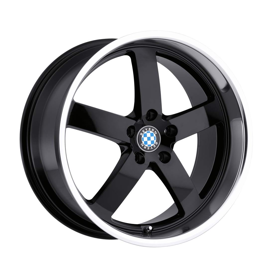 BEYERN RAPP 18X9.5 5X120 30 72.56 GLOSS BLACK W/ MIRROR CUT LIP