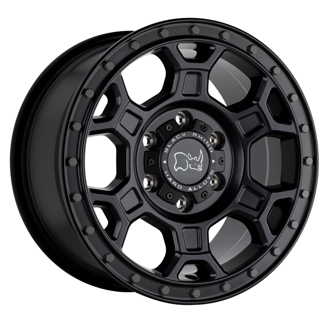 BLACK RHINO MIDHILL 18X8 5X130 48 78.1 MATTE BLACK W/ GUNMETAL BOLTS
