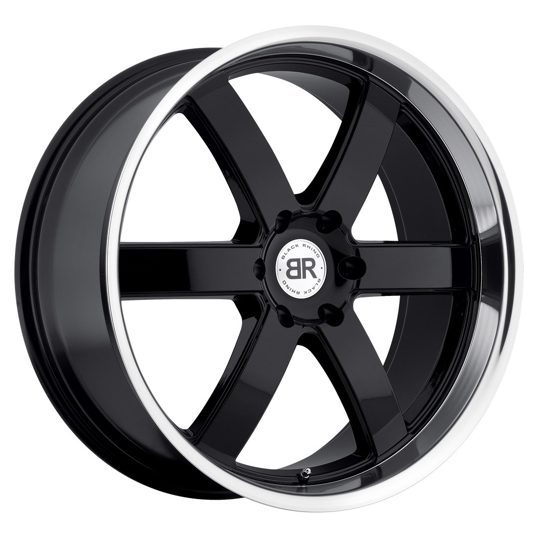 BLACK RHINO PONDORA 20X8.5 6X114.3 18 76.1 GLOSS BLACK W/ MACHINE RING