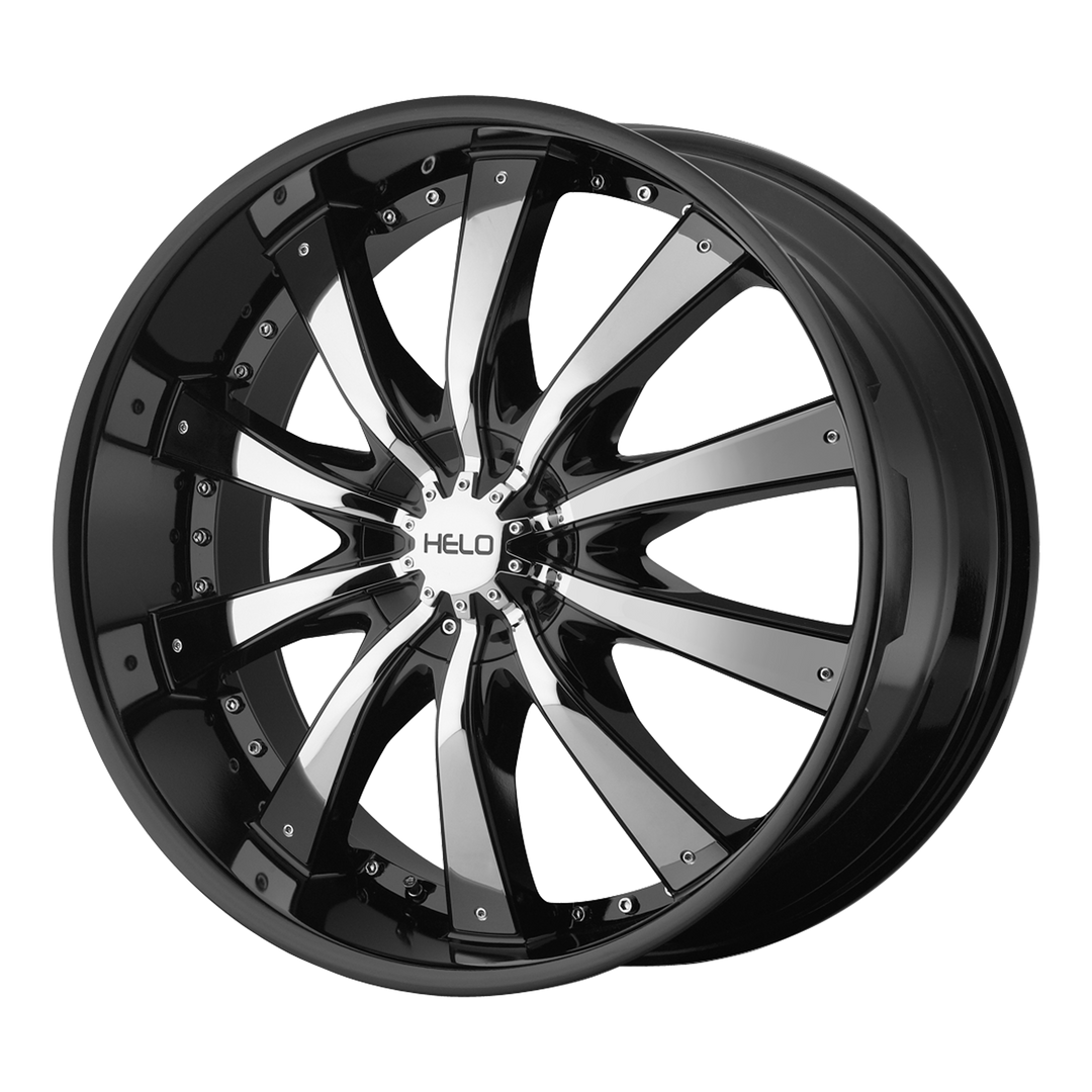 HELO HE875 20X8.5 6X127 / 6X139.7 38 78.1 GLOSS BLACK WITH REMOVABLE CHROME  ACCENTS