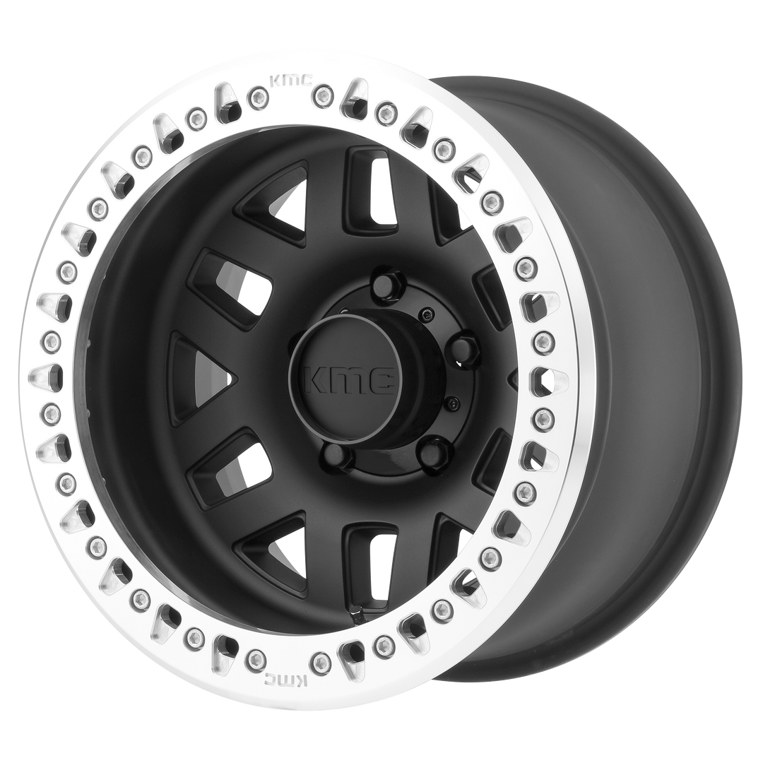 KMC WHEELS KM229 MACHETE CRAWL BEADLOCK 17X9 8X165.1 -38 125.1 SATIN BLACK MACHINED BEAD RING