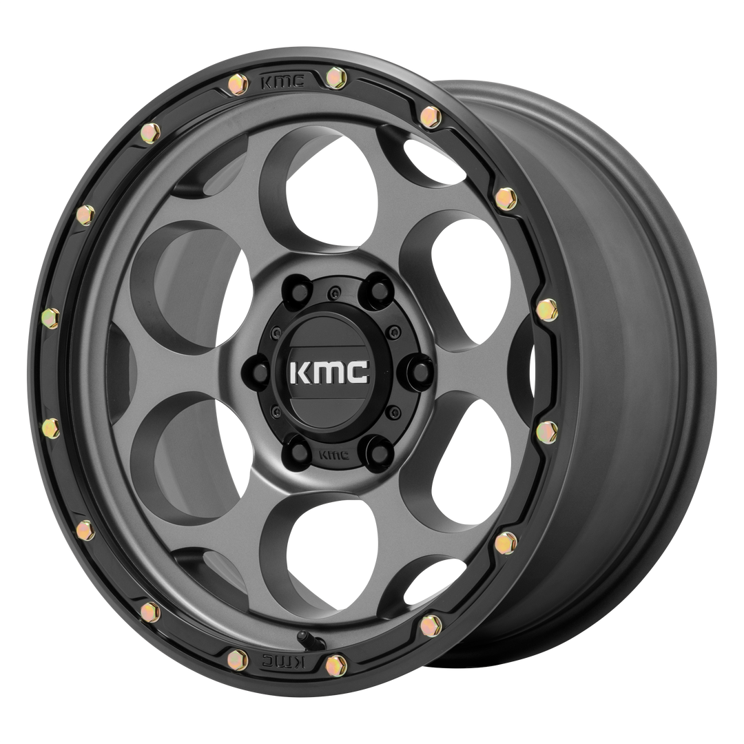KMC WHEELS KM541 DIRTY HARRY 18X8.5 5X127 18 71.5 SATIN GRAY WITH BLACK LIP