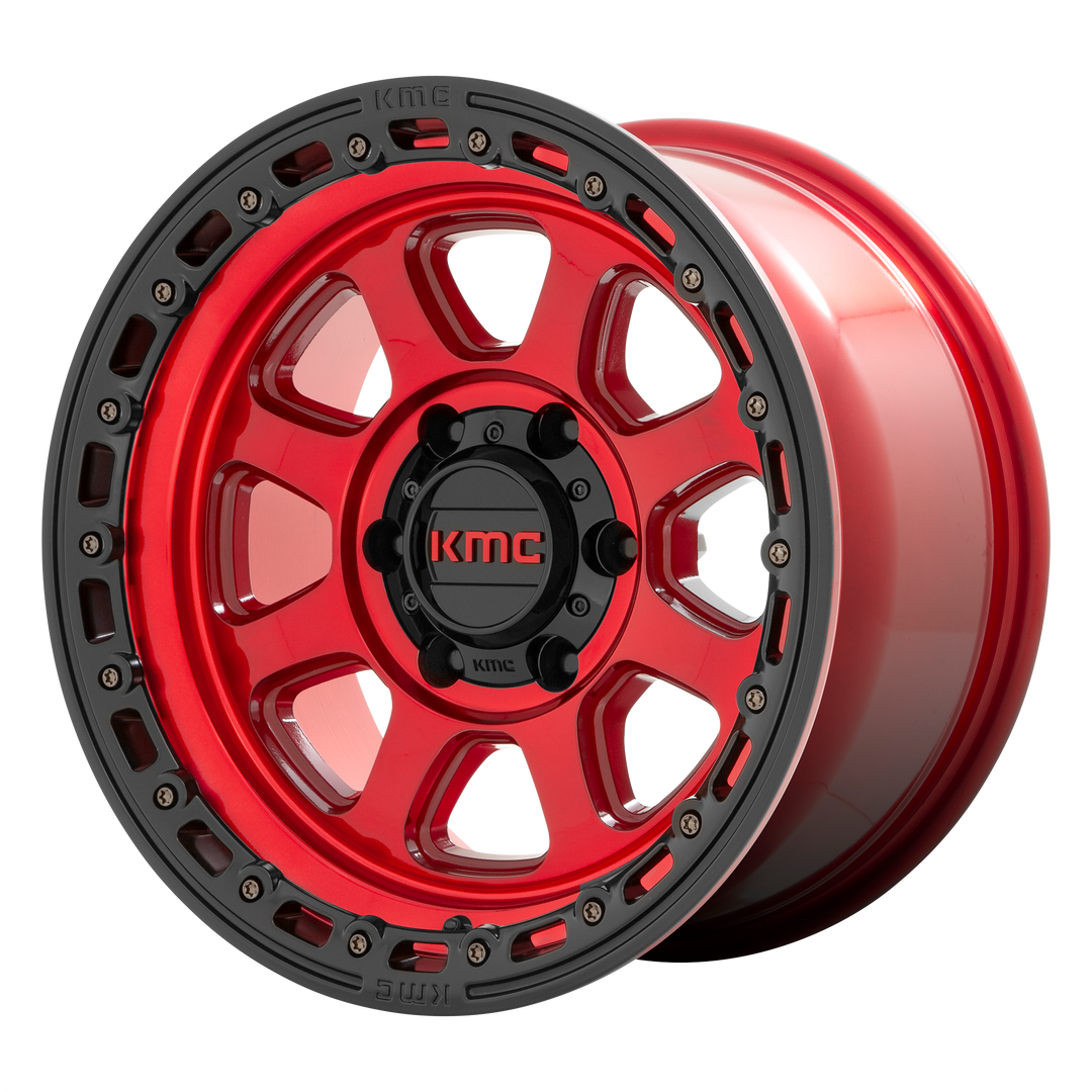 KMC WHEELS KM548 CHASE 20X9 8X180 0 124.2 CANDY RED WITH BLACK LIP