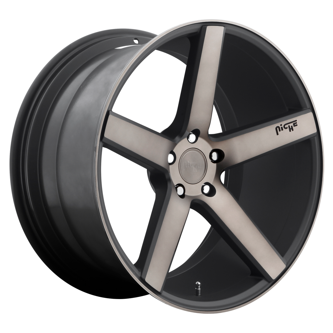 NICHE 1PC M134 MILAN 19X8.5 5X114.3 35 72.56 MATTE BLACK MACHINED WITH DOUBLE DARK TINT