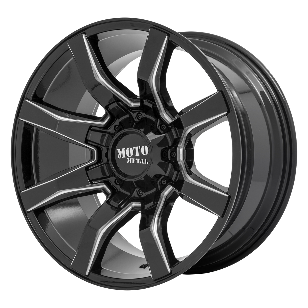 MOTO METAL MO804 SPIDER 20X9 8X165.1 0 125.1 GLOSS BLACK MILLED