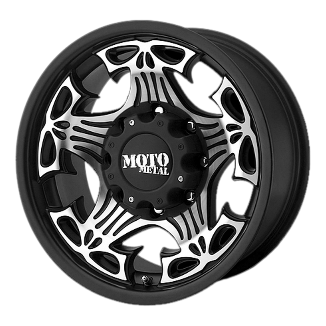 MOTO METAL MO909 SKULL 18X9 8X170 -12 125.1 GLOSS BLACK WITH MACHINED FACE