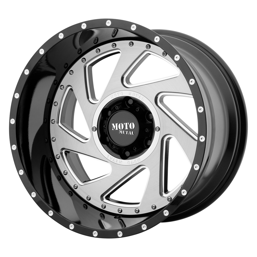 MOTO METAL MO989 CHANGE UP 20X12 5X127 -44 71.5 GLOSS BLACK MILLED BRUSHED INSERTS
