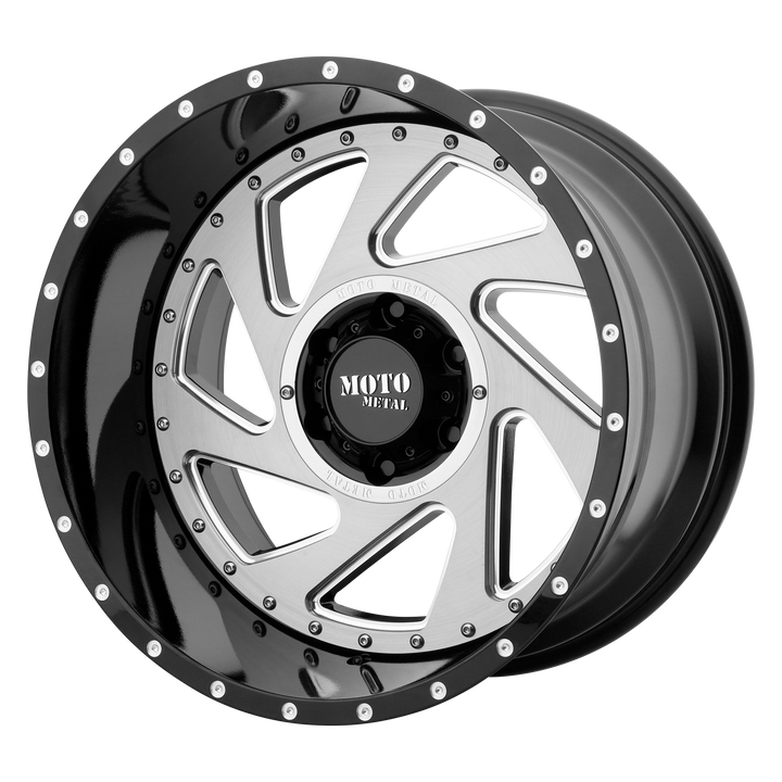 MOTO METAL MO989 CHANGE UP 20X12 5X127 -44 71.5 GLOSS BLACK MILLED BRUSHED INSERTS