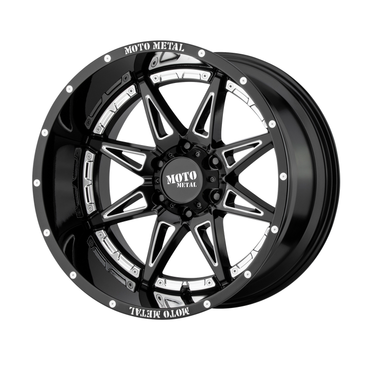 MOTO METAL MO993 HYDRA 17X9 8X165.1 -12 125.1 GLOSS BLACK MILLED