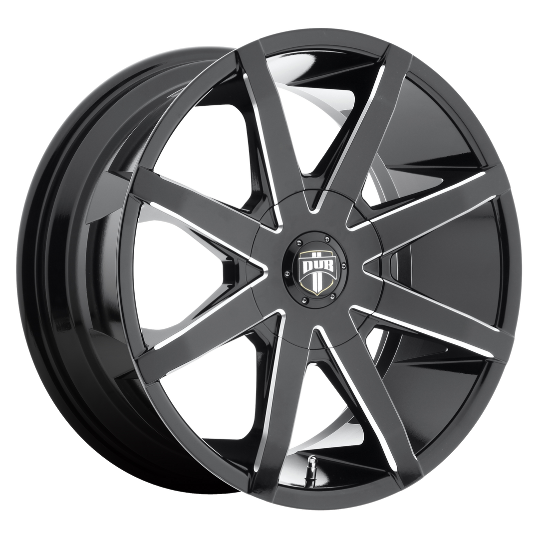 DUB 1PC S109 PUSH 20X8.5 5X115 / 5X120.65 10 72.56 GLOSS BLACK MILLED