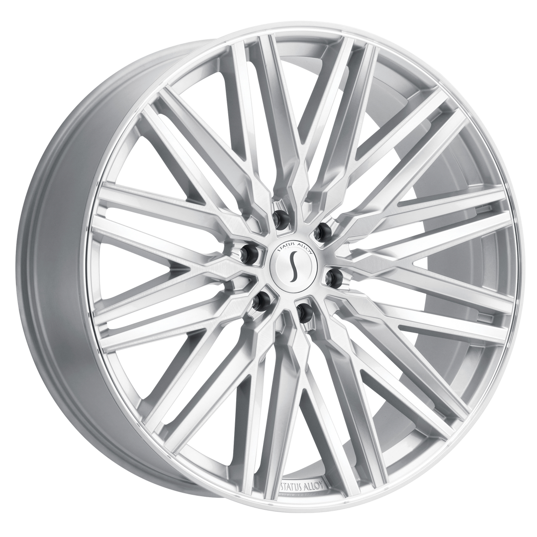 STATUS ADAMAS 22X9.5 6X132 30 74.5 SILVER W/ MIRROR CUT FACE
