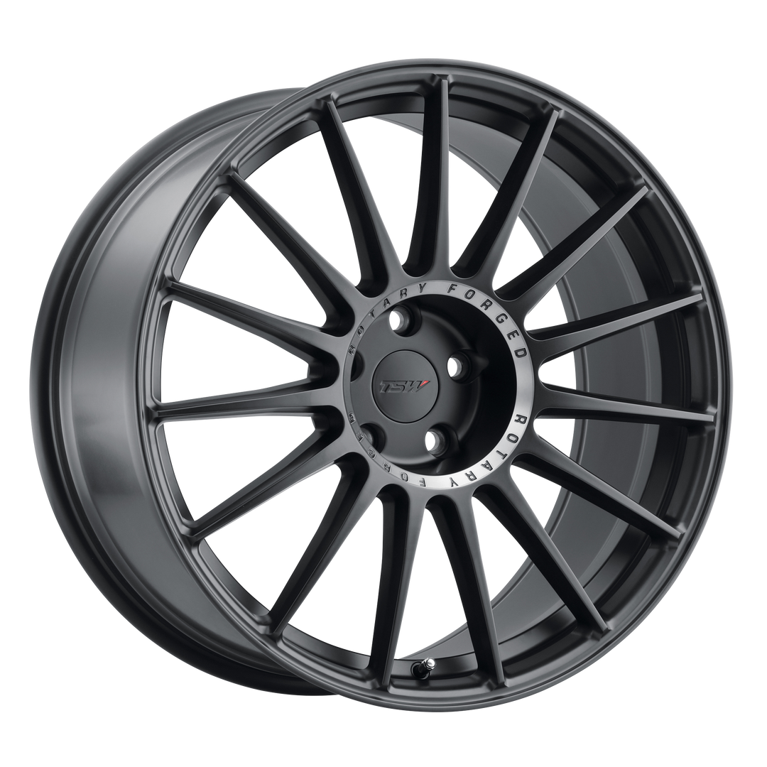 TSW PADDOCK 18X9.5 5X120 39 76.1 SEMI GLOSS BLACK W/ MACHINED TINTED RING