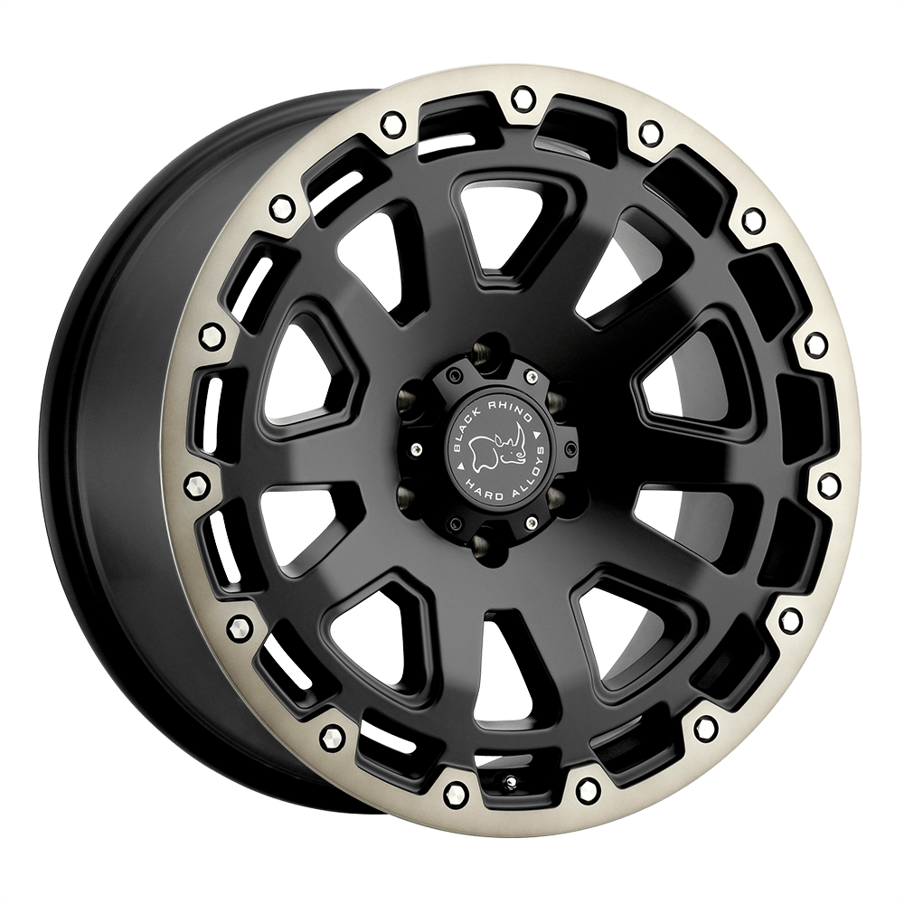 Black Rhino Razorback 20x12 6x139.7 -44 112.1 Matte Black W/ Machined Dark Tint Lip